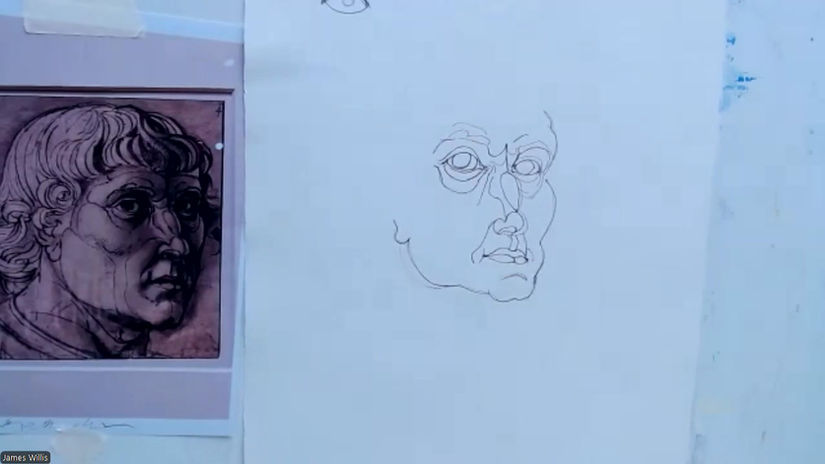 Drawing Cafe Pen and Wash face 090625